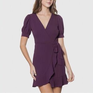 B Darlin Burgundy Deep Purple Ruffle Dress